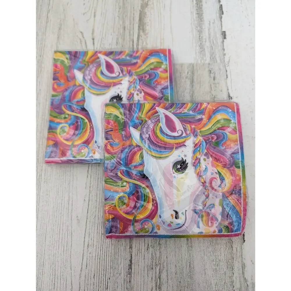 Lisa Frank Rainbow Majesty Party Bundle Napkins Plates Invitations Y2K 90s NEW